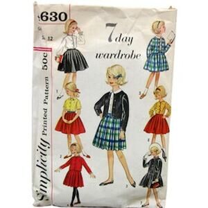 UNCUT Vintage 1960s Simplicity 4630 Sewing Pattern Girls Sz 8, Sm FULL WARDROBE
